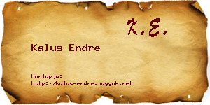 Kalus Endre névjegykártya
